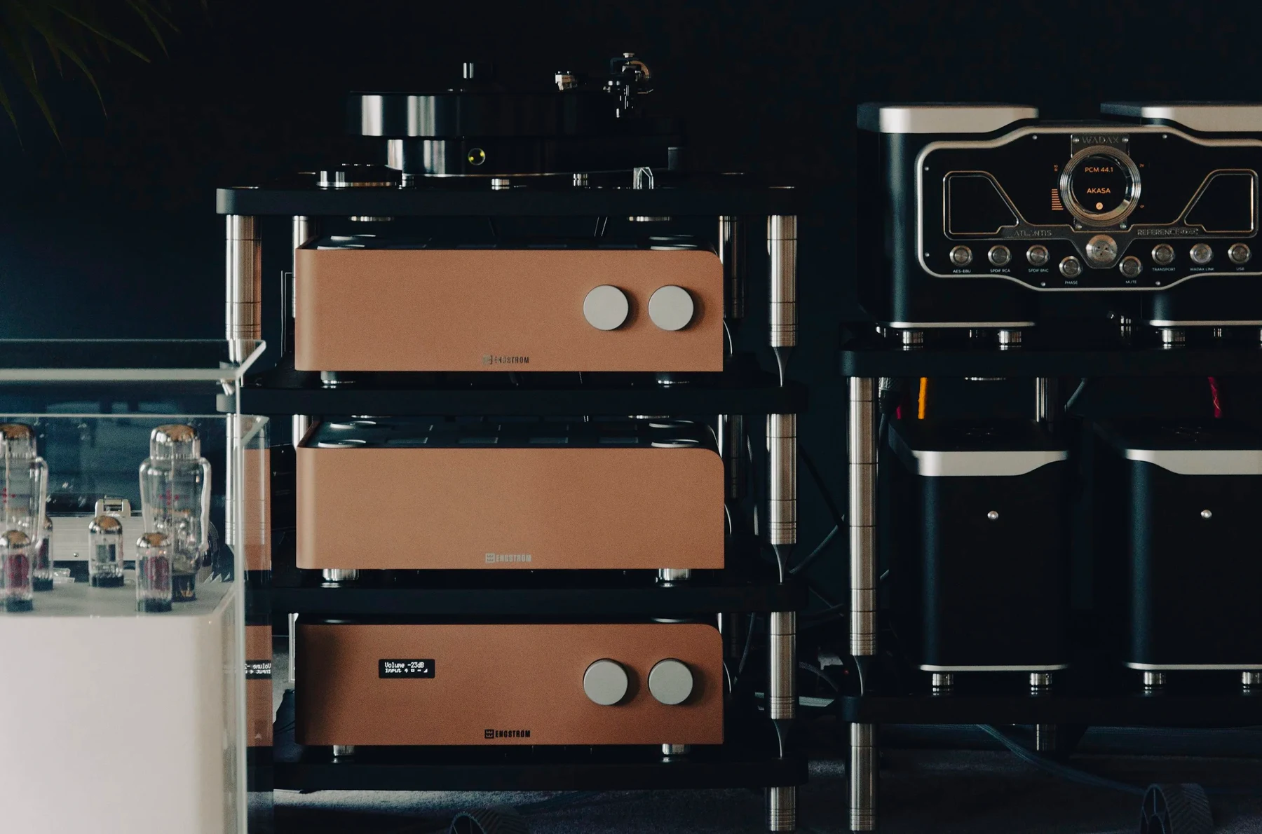 Engström amplification on a Bassocontinuo rack beside the Wadax Atlantis Reference